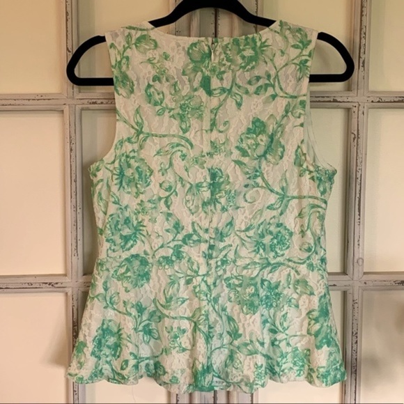 THE Limited, Sleeveless Peplum Lace Top, Size PM, Green & Ivory - Picture 2 of 2